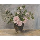 W.G. Scott-Brown 'Bill' (1897-1987) Acrylic on board Roses in vase, unsigned, 35cm x 45.5cm  (