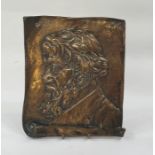 Bronze portrait plaque from the George Mansini Foundry in the form of scroll with head and shoulders