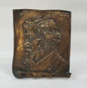 Bronze portrait plaque from the George Mansini Foundry in the form of scroll with head and shoulders