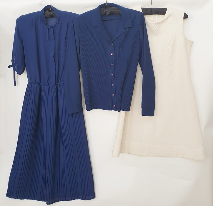 Six various crimpoline dresses including rust-coloured pleated bodice and skirt, a blue shirt - Image 2 of 2