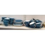 Mid 20th century Poole pottery tea set in teal blue and cream and several matching Poole items