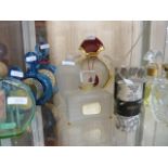 Assorted perfume bottles to include frosted glass example, Miss Dior Eau de Toilette by Christian