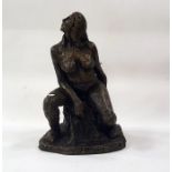 Marlene Badger cold cast resin sculpture - seated nude, initalled and dated 2017 to front
