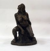 Marlene Badger cold cast resin sculpture - seated nude, initalled and dated 2017 to front