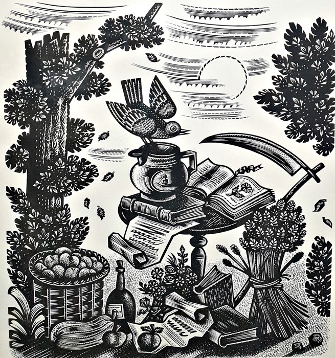 After Derek Harris (1919-1960) Wood engraving "Harvest with sickle" for the Folio Society, - Image 2 of 2