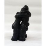 Marlene Badger terracotta sculpture - hugging couple, 30cm tall