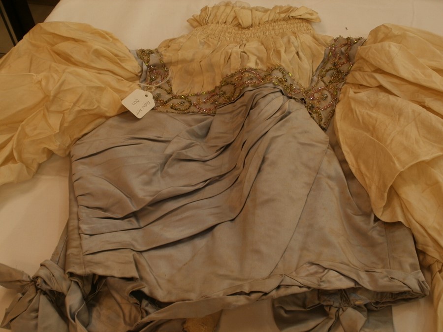 Quantity of Victorian clothes including a satin skirt with bodice trimmed with later decoration, a - Image 10 of 10