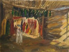 W. G. Scott-Brown 'Bill'(1897-1987) Acrylic on canvas  Dyers' souk in Marrakech, signed lower right,