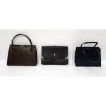 English leather and skin effect lady's brown handbag, lady's black leather Wiklor bag, small black