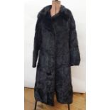 Black coney full-length vintage coat, a vintage squirrel cape labelled 'Laing & Prentice' and a