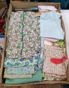 Quantity of 1950's vintage pinafores, Trim Sona overalls and other assorted items including two