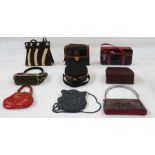 Quantity of vintage handbags as shown Condition Reportthe black and white hide bag is worn in the