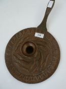 John Pearson, Newlyn school, copper chamber stick with plain tapered handle, circular base, with
