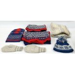 1970's hand knitted Norwegian hats, mittens, sweaters for adults and children (1 box)