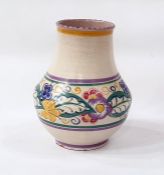 Carter Stabler Adams Poole pottery vase, angular baluster shape with floral foliate band