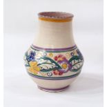 Carter Stabler Adams Poole pottery vase, angular baluster shape with floral foliate band