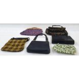 Quantity of various vintage handbags, knitting bags and assorted vintage hats including a black