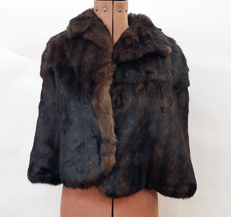 Black coney full-length vintage coat, a vintage squirrel cape labelled 'Laing & Prentice' and a - Image 2 of 2