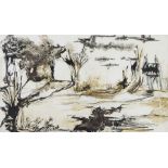 Ove (20th century) Monochromatic watercolours  Abstract landscapes and various further works by