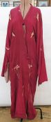 Silk embroidered Chinese gown embroidered with cranes, a cotton dressing gown with batik oriental