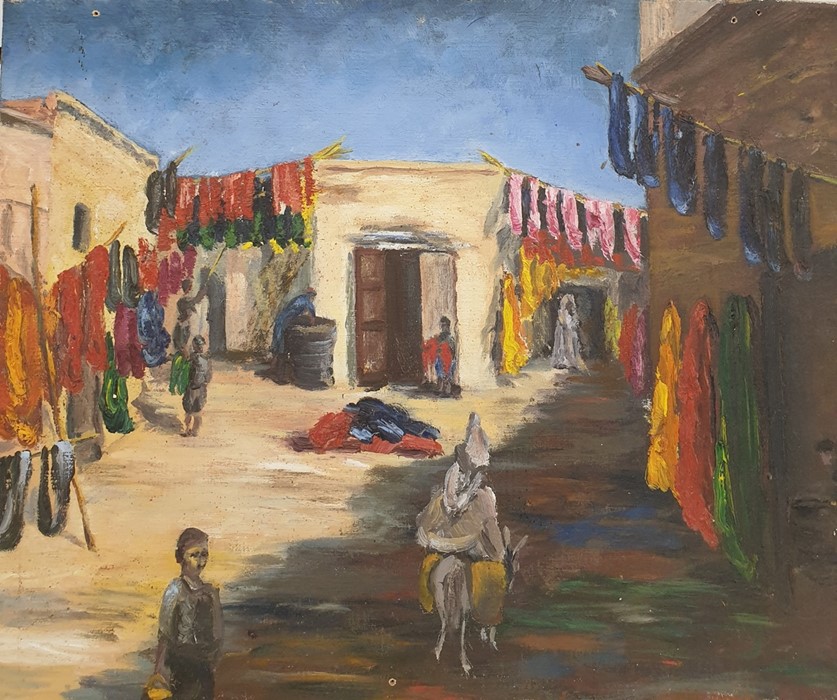 W.G. Scott-Brown 'Bill' (1897-1987) Acrylic on canvas Dyers' souk Marrakech, unsigned and