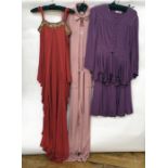 Marisa Martin, Knightsbridge silk crepe evening dress, rust-coloured with embroidered bodice,