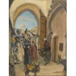 W.G. Scott-Brown 'Bill' Acrylic on panel  'Fez', old Marrakech through arch, titled verso signed