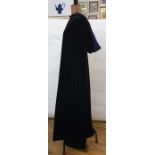 'Granny Takes a Trip' labelled velvet hooded cloak lined with purple silk, frogging fastening