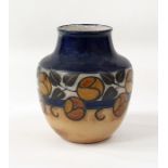 Royal Doulton stoneware vase, abstract fruit border,  No. 8001 102 92 BN, 19cm high