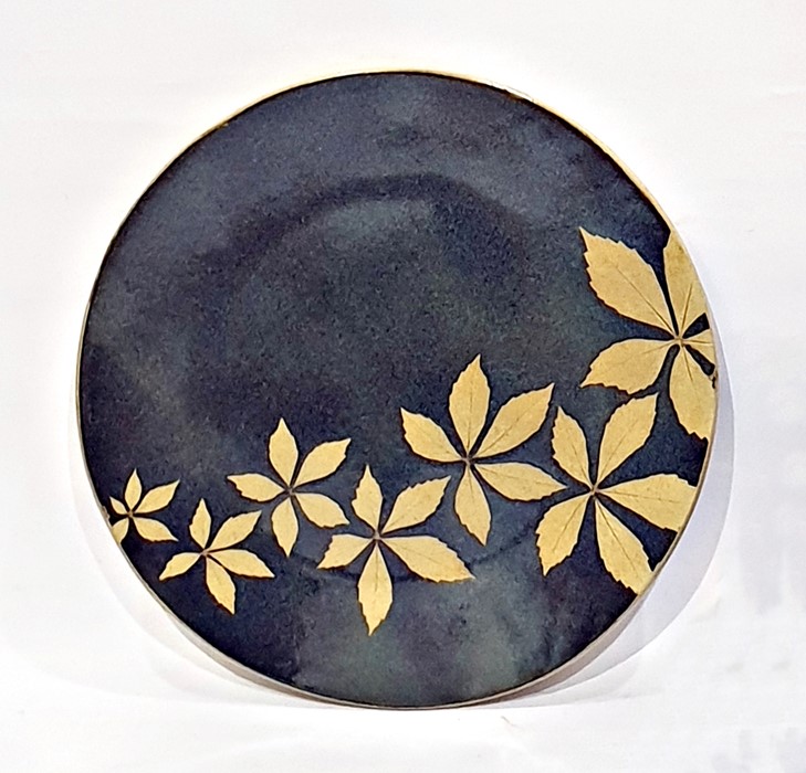 Studio stoneware square dish decorated abstract glazes in green, white and brown, 32cm x 31cm, a - Image 2 of 2