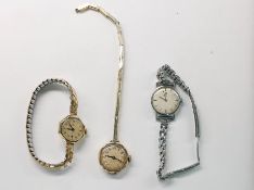 Lady's Omega wristwatch with baton numerals and two further wristwatches (3)