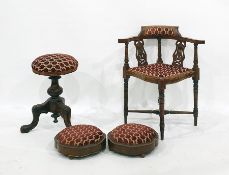 Corner chair, circular piano stool and two footstools (4)