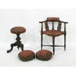 Corner chair, circular piano stool and two footstools (4)