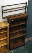 20th century mahogany open bookcase and Ercol wall hanging plate rack (2)  Condition ReportIt is 153