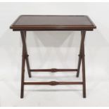 Folding butler's type table with detachable leather-topped tray and folding frame