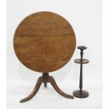 19th century oak folding circular centre table and a smokers stand (2)