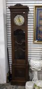 20th century oak cased longcase clock with Arabic