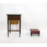 19th century mahogany worktable, the rectangular top above single drawer and silk baskets, square
