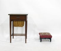 19th century mahogany worktable, the rectangular top above single drawer and silk baskets, square