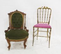 Brass framed dressing table chair, a mahogany oval two-tier centre table and an early Victorian