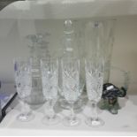 Pair of cut glass spirit decanters, each club-shap