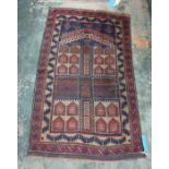 Eastern rug - blue ground, stepped border in blue,