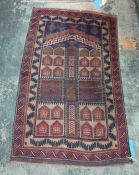 Eastern rug - blue ground, stepped border in blue,