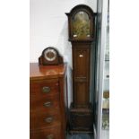 20th century oak cased longcase clock of small pro