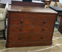 19th century mahogany chest of drawers with long secret drawer to top above two short and two long