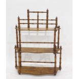 Victorian bamboo and polished wood three-tier open wall shelves, 78cm high