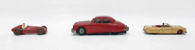 Startex Jaguar 2-4 together with Dinky Toys 'Packard' and Dinky Toys 'Alfa-Romeo' (3)