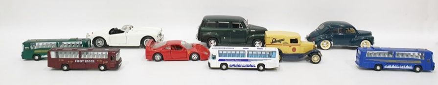 Box of assorted model vehicles to include Mira Chevrolet Suburban 1950 model, Solido Renault 4CV