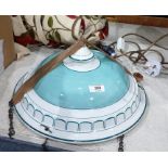 Turquoise and white ceramic plafonnier hanging shade