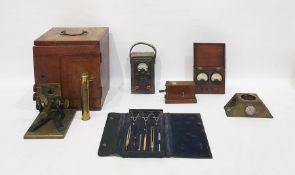 Brass microscope, a train describer automatic cut out switch and other scientific instruments